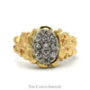 1/2cttw Oval Shaped Diamond Cluster Ring with Nugget Designed Sides in 14k Yellow Gold - Thumbnail 1