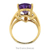 Pear Cut Amethyst Ring with Split Shank Sides in 10k Yellow Gold - Thumbnail 2