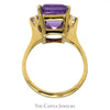 Emerald Cut Amethyst Ring with Diamond Accented Sides in 10k Yellow Gold - Thumbnail 2