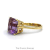 Emerald Cut Amethyst Ring with Diamond Accented Sides in 10k Yellow Gold - Thumbnail 3