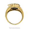 Diamond Horseshoe Ring with Horse Head & Black Onyx Back in 10k Yellow Gold - Thumbnail 2