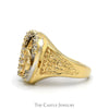 Diamond Horseshoe Ring with Horse Head & Black Onyx Back in 10k Yellow Gold - Thumbnail 3