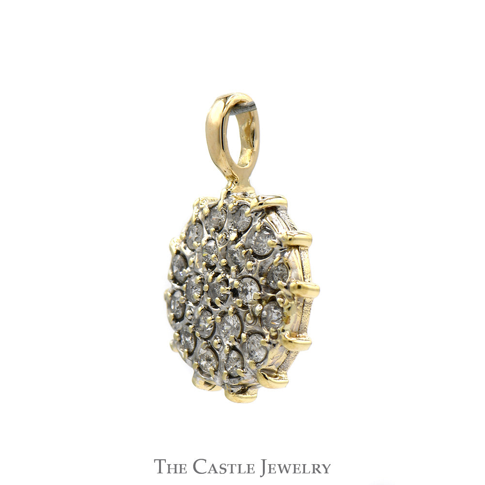 3/4cttw Round Diamond Cluster Pendant in 10k Yellow Gold