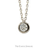 1/2ct Round Diamond Solitaire Pendant on 16.5 Inch Cable Link Chain in 10k White Gold - Thumbnail 2