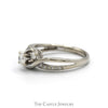 1/2cttw Three Stone Engagement Ring with Diamond Accents in 14k White Gold Bypass Mounting - Thumbnail 3