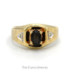Oval Cabochon Lindy Star Ring with Illusion Set Diamond Accents in 10k Yellow Gold - Thumbnail 1