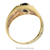 Oval Cabochon Lindy Star Ring with Illusion Set Diamond Accents in 10k Yellow Gold - Thumbnail 2