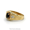 Oval Cabochon Lindy Star Ring with Illusion Set Diamond Accents in 10k Yellow Gold - Thumbnail 3
