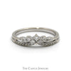 Princess Crown Designed Round Diamond Band in 14k White Gold - Thumbnail 1