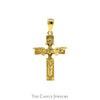Cross Pendant with Double Eagle Design in 10k Yellow Gold - Thumbnail 1