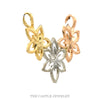 Tri-Gold Open Flower Designed Slide Pendant in 14k Yellow, White & Rose Gold - Thumbnail 2