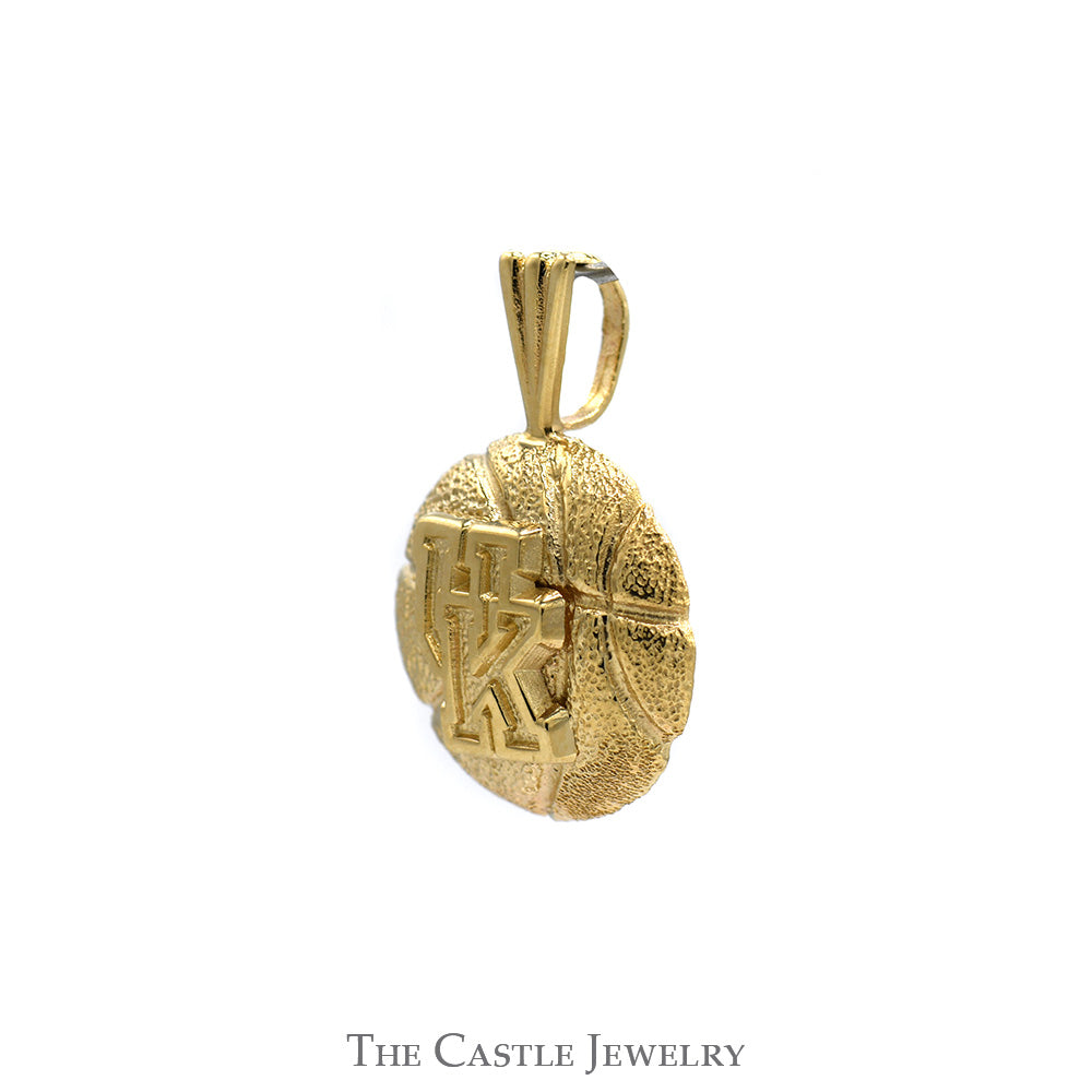 "UK" Logo Basketball Charm Pendant in 10k Yellow Gold