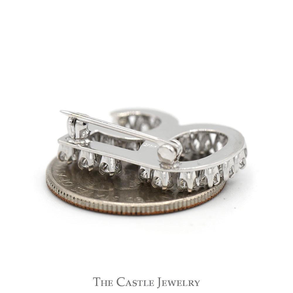 1cttw Round Diamond '50' Pin in 14k White Gold for 50th Birthday/Anniversary