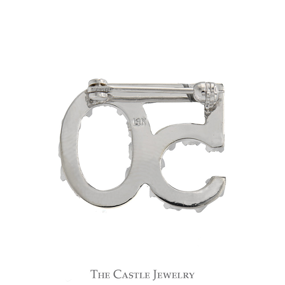 1cttw Round Diamond '50' Pin in 14k White Gold for 50th Birthday/Anniversary