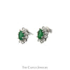 Stunning Oval Emerald Earrings with Diamond Halos in 10k White Gold - Thumbnail 2