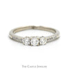 1/2cttw Three Stone Diamond Engagement Ring with Diamond Accented Sides in 10k White Gold - Thumbnail 1