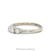 1/2cttw Three Stone Diamond Engagement Ring with Diamond Accented Sides in 10k White Gold - Thumbnail 3
