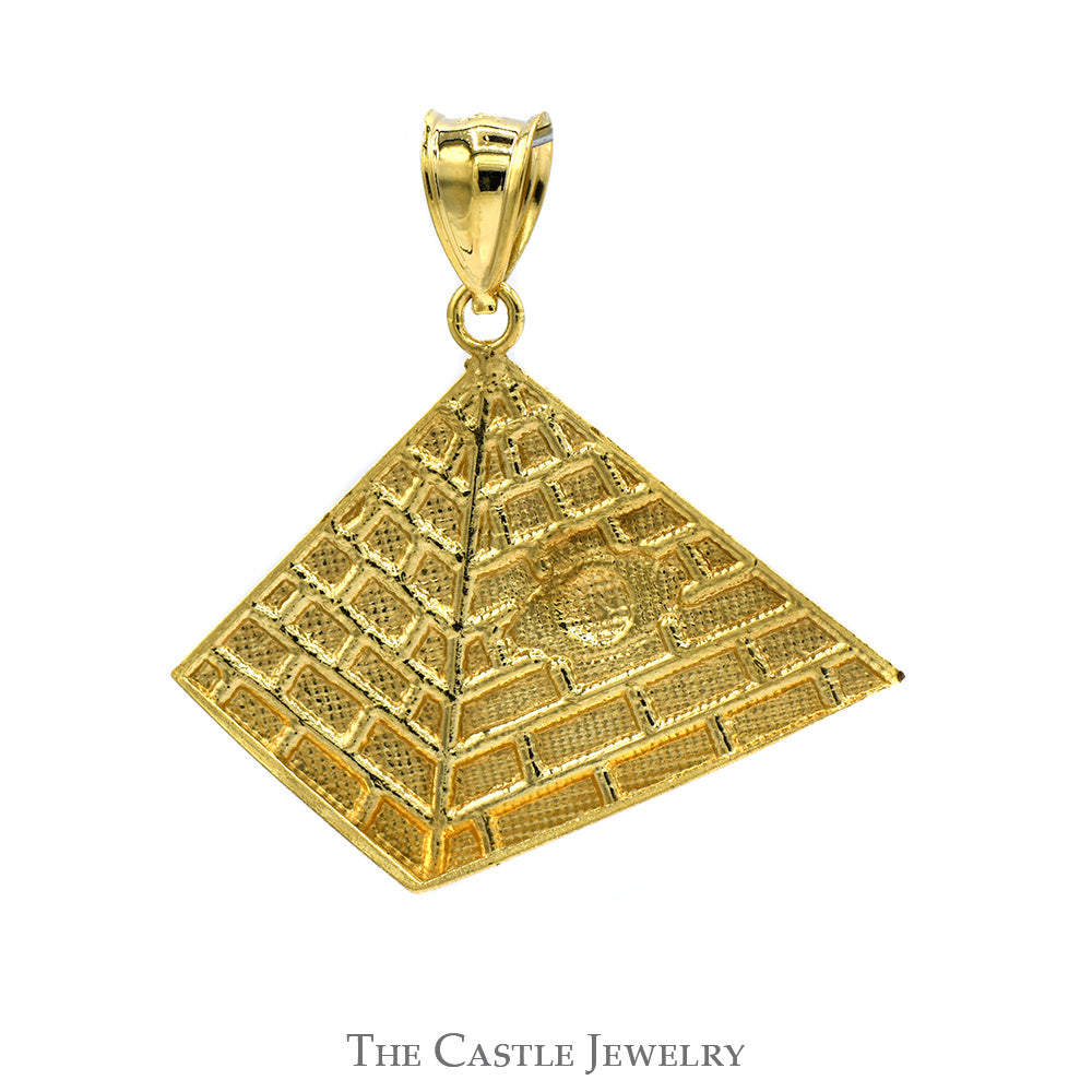 Pyramid Pendant with Eye Motif and Textured Detailing in 10k Yellow Gold