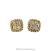 Square Shaped 2cttw Diamond Cluster Stud Earrings with Diamond Halo in 10k Yellow Gold - Thumbnail 1