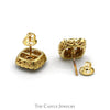 Square Shaped 2cttw Diamond Cluster Stud Earrings with Diamond Halo in 10k Yellow Gold - Thumbnail 3