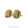 Square Shaped 2cttw Diamond Cluster Stud Earrings with Diamond Halo in 10k Yellow Gold - Thumbnail 2
