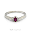 Oval Ruby Ring with Diamond Accents in 14k White Gold - Thumbnail 1