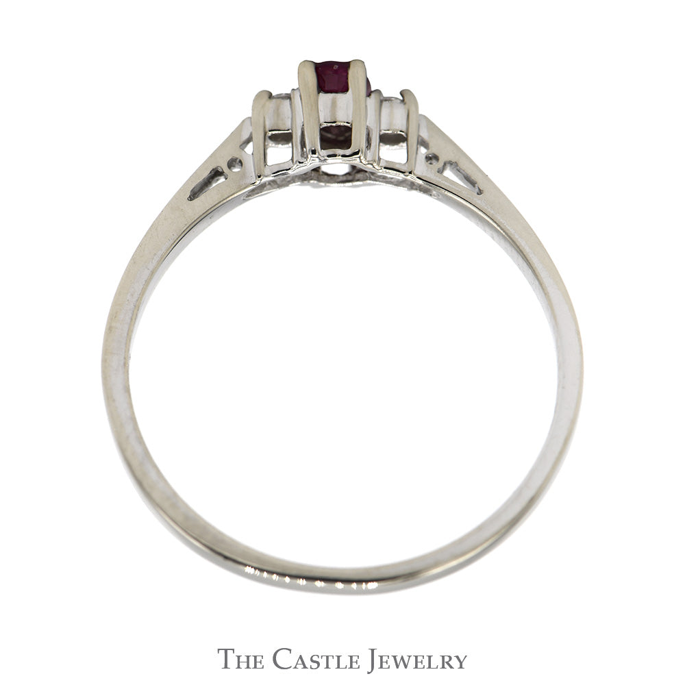 Oval Ruby Ring with Diamond Accents in 14k White Gold