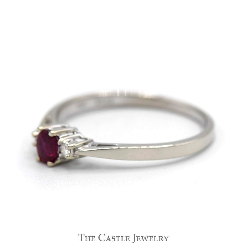 Oval Ruby Ring with Diamond Accents in 14k White Gold