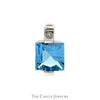 Princess Cut Blue Topaz Pendant with Diamond Accent in 14k White Gold - Thumbnail 1