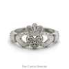Diamond Accented Claddagh Ring in 10k White Gold - Thumbnail 1
