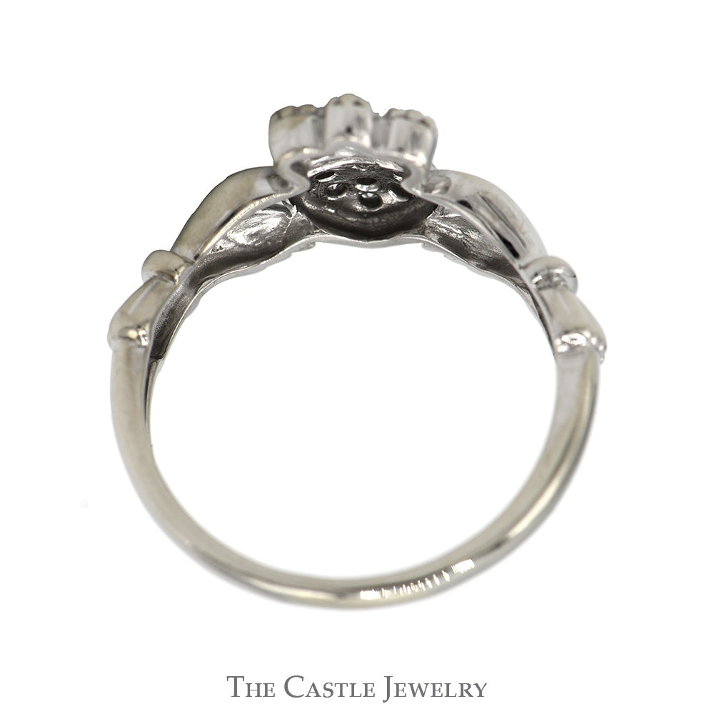 Diamond Accented Claddagh Ring in 10k White Gold