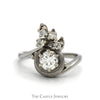 Free Form Diamond Cluster Ring in 14k White Gold - Thumbnail 1