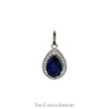 Pear Cut Sapphire Pendant with Diamond Halo in 10k White Gold - Thumbnail 1