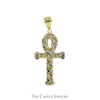 Two Tone Ankh Pendant with Chain Link Design in 10k White & Yellow Gold - Thumbnail 1