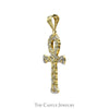 Two Tone Ankh Pendant with Chain Link Design in 10k White & Yellow Gold - Thumbnail 2