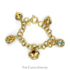 7 Inch Antique Style Multi Gemstone Link Bracelet in 18k Yellow Gold - Thumbnail 1
