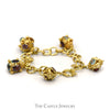 7 Inch Antique Style Multi Gemstone Link Bracelet in 18k Yellow Gold - Thumbnail 3