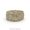 1.25cttw Heart Shaped Diamond Cluster Ring with Diamond Cluster Sides in 14k Yellow Gold - Thumbnail 1