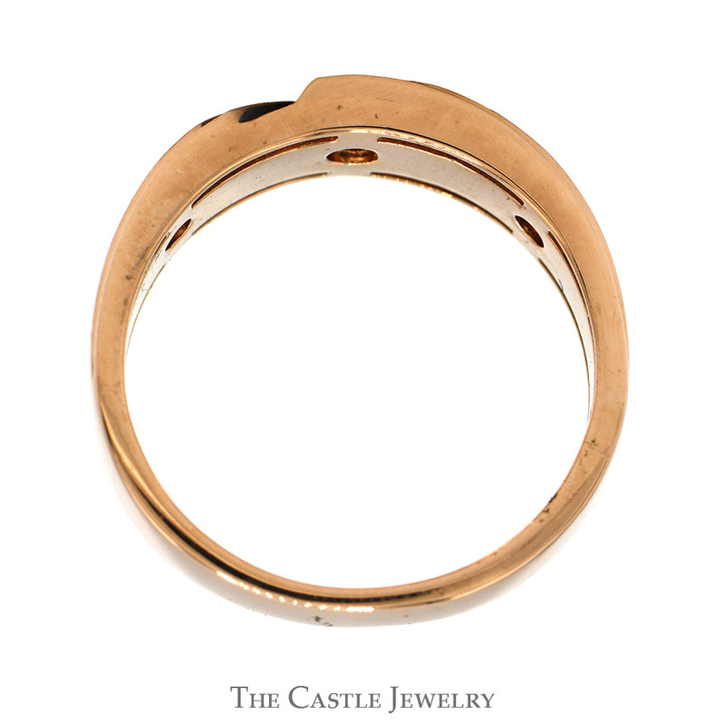 Men's Diagonally Set 3 Cocoa Diamond Band in 10k Rose Gold