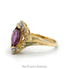 Marquise Cut Amethyst ring with Round Diamond Accents in 10k Yellow Gold - Thumbnail 3