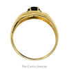Oval Cut Black Onyx Ring with Diamond Accents & Nugget Textured Sides in 10k Yellow Gold - Thumbnail 2