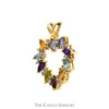 Multi Gemstone Open Heart Pendant with Diamond Accents in 14k Yellow Gold - Thumbnail 2