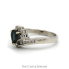 Pear Cut Sapphire Ring with Diamond Halo and Accented Sides in 14k White Gold - Thumbnail 3