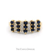 Multi Row Round Sapphire & Diamond Cluster Ring in 10k Yellow Gold - Thumbnail 1