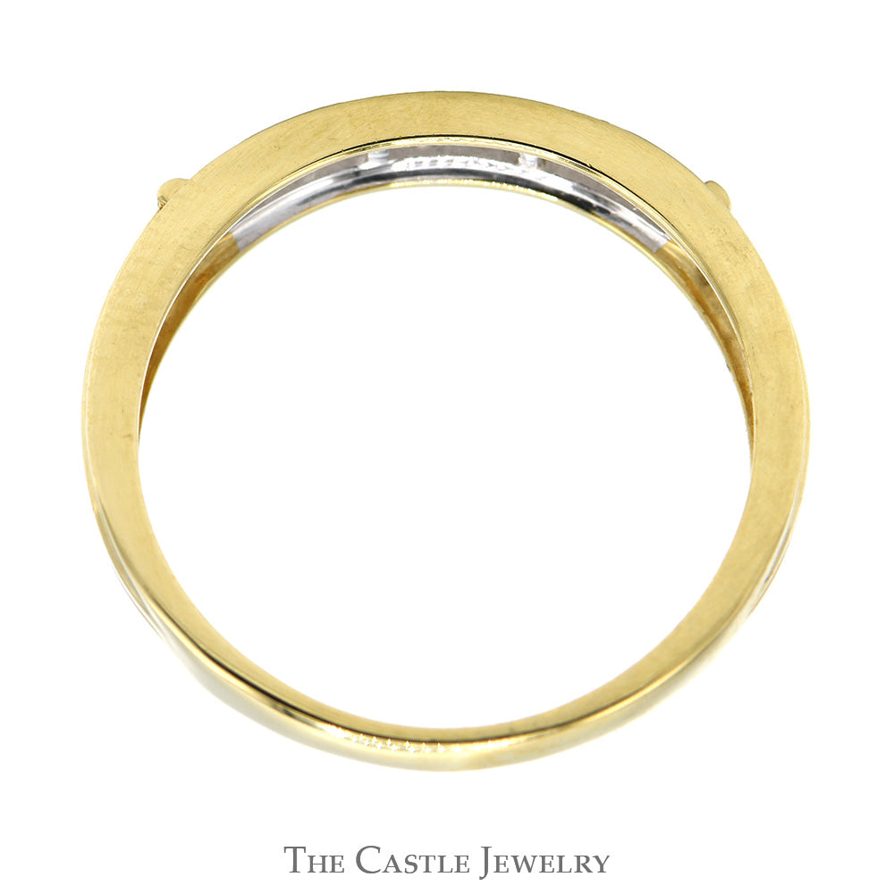 Channel Set Diamond Band with Grooved Sides in 10k Yellow Gold