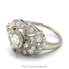 Antique Style Old European Cut Diamond Ring with Round Diamond Cluster Accents in 14k White Gold - Thumbnail 3