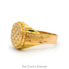 Oval Signet Ring with Diamond Cut Pattern and Detailed Sides in 21k Yellow Gold - Thumbnail 3
