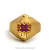 Ruby Cluster Ring in Concaved 18k Yellow Gold Mounting with Brushed Textured Sides - Thumbnail 1
