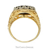 2cttw Diamond Kentucky Cluster Ring with Open Filigree Sides in 10k Yellow Gold - Thumbnail 2