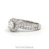 1.5cttw Round Diamond Solitaire Engagement Ring with Diamond Halo and Accented Sides in 14k White Gold - Thumbnail 3